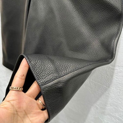 Hermès black wide-leg faux-leather Bermuda shorts