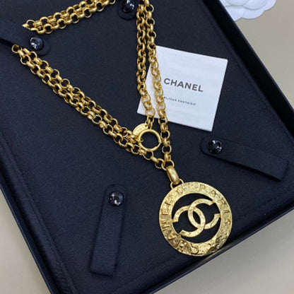 Chanel Round Medallion CC Logo Pendant Necklace