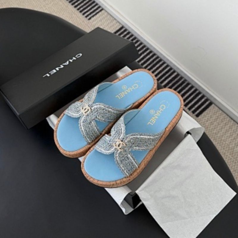 Chanel Tweed and Lambskin CC Mules,