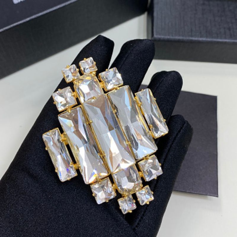 Saint Laurent Crystal Medallion Brooch