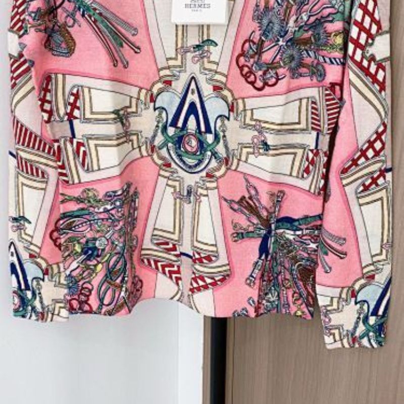 Hermès "Palefroi Remix" long-sleeve twillaine sweater in pink