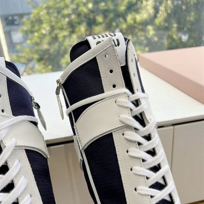 Miu Miu Gymnasium Technical Fabric And Suede Boxeur Boots.