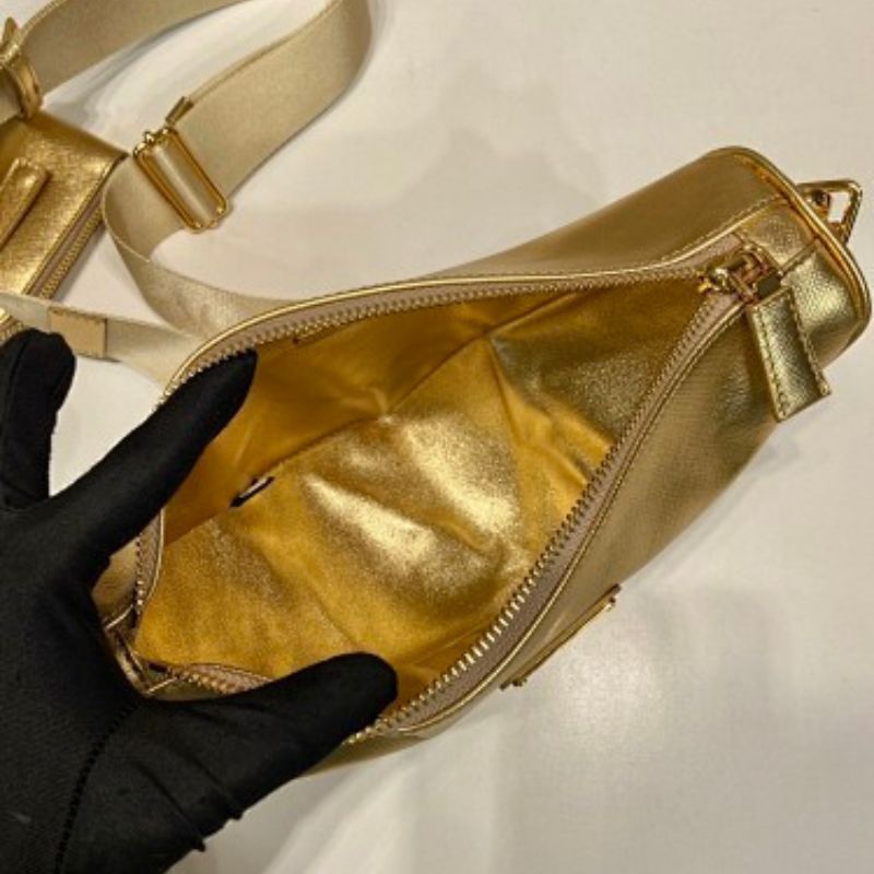 Prada Triangle Metallic Leather Shoulder Bag