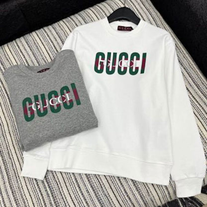 Gucci logo-print cotton crewneck sweatshirt in a grey
