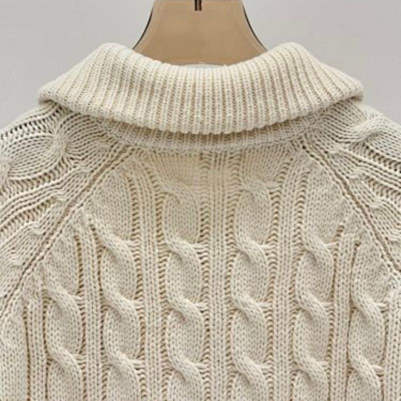 Celine Zip-Up Jacket or Cardigan in Aran Wool