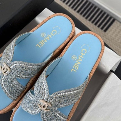 Chanel Tweed and Lambskin CC Mules,