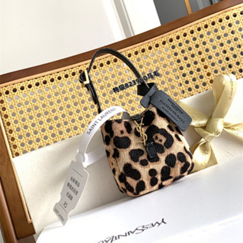 Saint Laurent Le 37 Mini bucket bag in leopard-print calf hair.