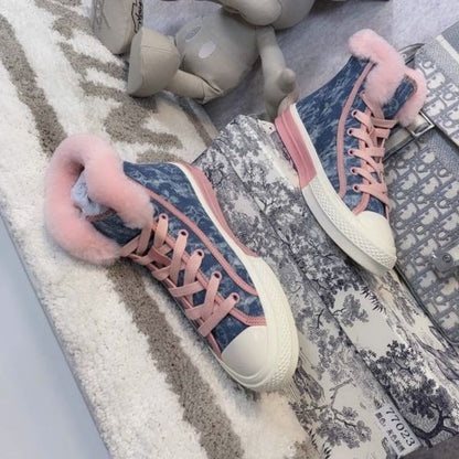 Louis Vuitton fantasy pink laces and pink faux-fur lining Sneakers
