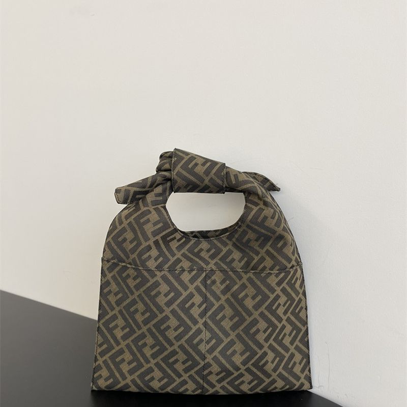 Fendi Mini Shopper bag in brown FF jacquard fabric.