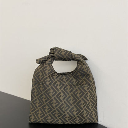 Fendi Mini Shopper bag in brown FF jacquard fabric.