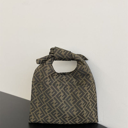 Fendi Mini Shopper bag in brown FF jacquard fabric.