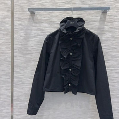 Christian Dior cropped jacket with a removable ruched collar.