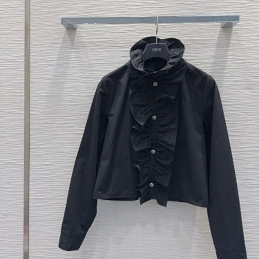 Christian Dior cropped jacket with a removable ruched collar.