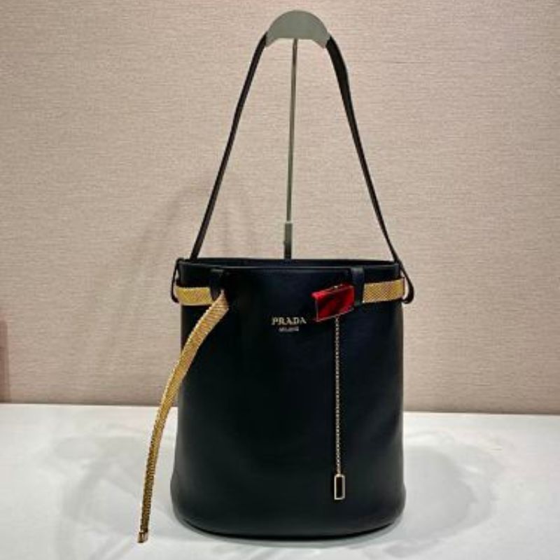 Prada Arqué Leather Bucket Bag