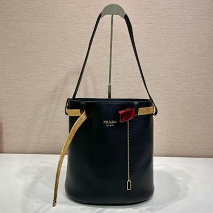 Prada Arqué Leather Bucket Bag