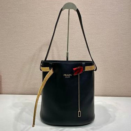 Prada Arqué Leather Bucket Bag