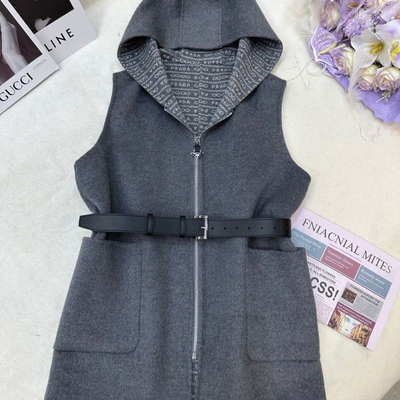 Prada felted wool hooded vest