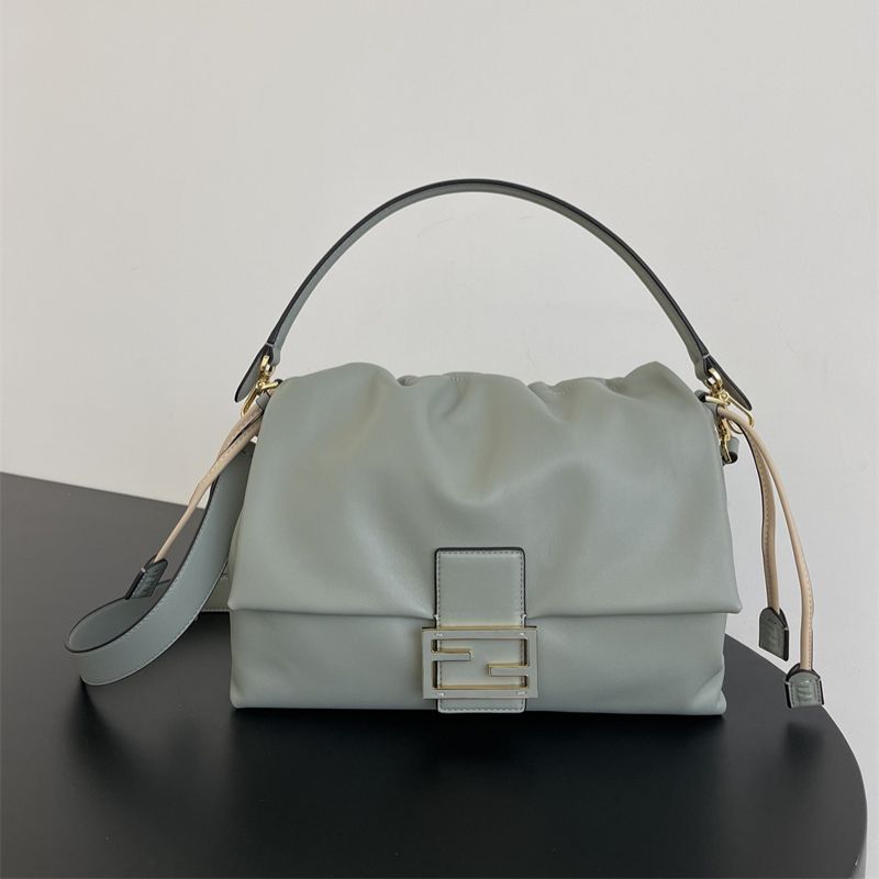 Fendi Mamma Baguette in a light grey