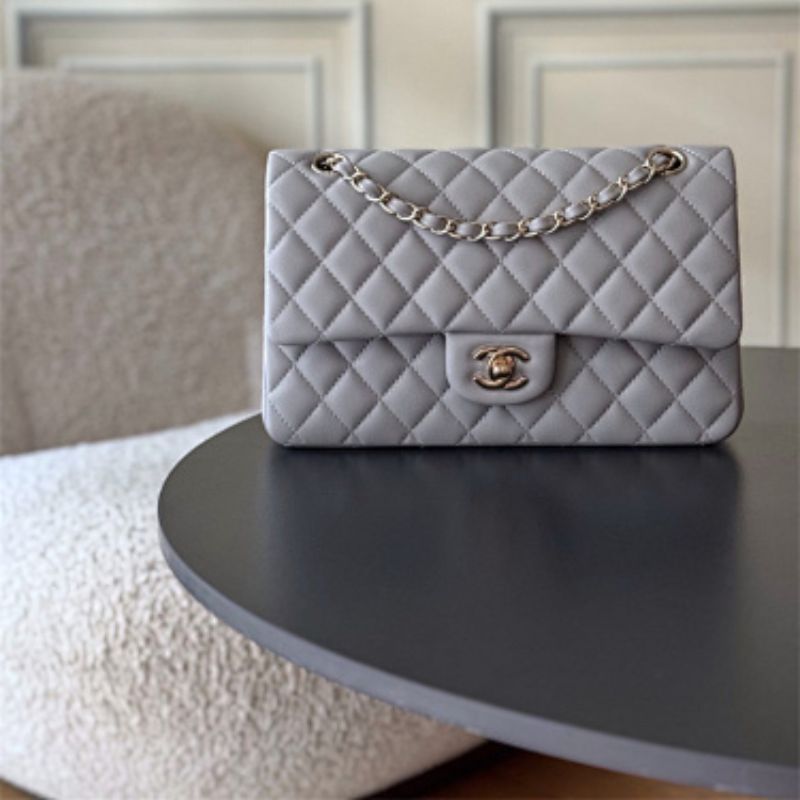 Chanel Classic Double Flap in Light Grey/Dove Grey