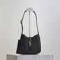 Saint Laurent Le 5 à 7 Soft Hobo bag in black crocheted raffia.