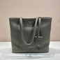 Prada Large Pebbled Leather Tote Bag in clay grey.
