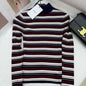 Celine Turtleneck Top in Striped Ribbed Wool