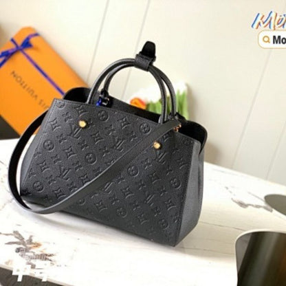Louis Vuitton Montaigne in Noir (Black) Monogram Empreinte leather.