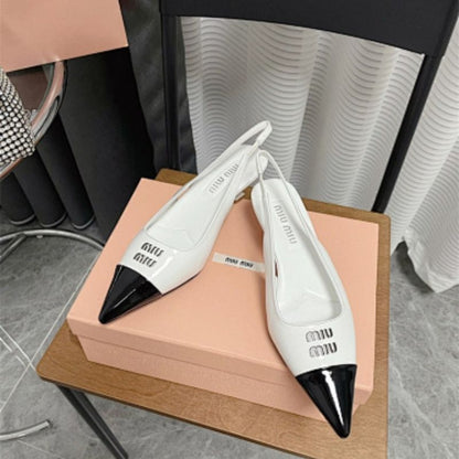 Miu Miu two-tone patent-leather slingback pumps