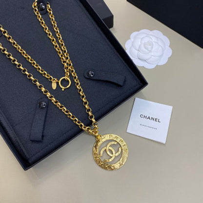 Chanel Round Medallion CC Logo Pendant Necklace