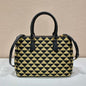 Prada Symbole Embroidered Fabric Handbag
