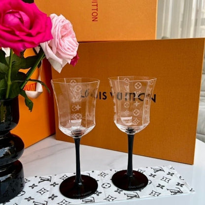 Louis Vuitton Monogram crystal wine glass collection