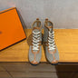 Hermès Kiatsu Sneakers in beige and brown calfskin,