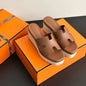 Hermès Eze 30 Sandals in gold (tan/caramel) calfskin,