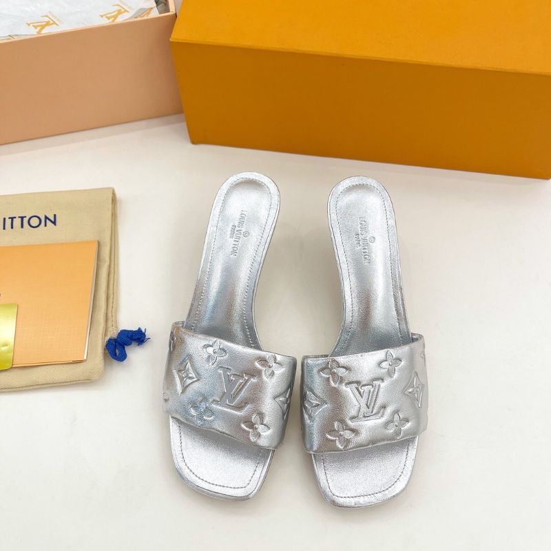 Louis Vuitton Metallic Lambskin Embossed Monogram Revival Flat Mule