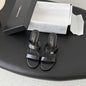 Chanel Crinkled Calfskin Double-Strap Mules.