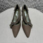 Prada Asymmetric Canvas Strap Buckle Pumps in an olive/military green