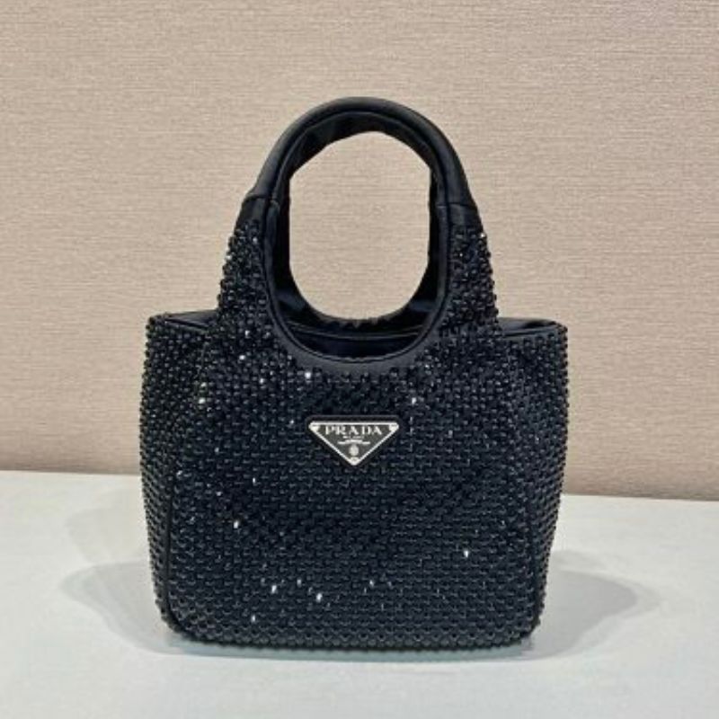 Prada Satin Mini-Bag with Synthetic Crystals in black
