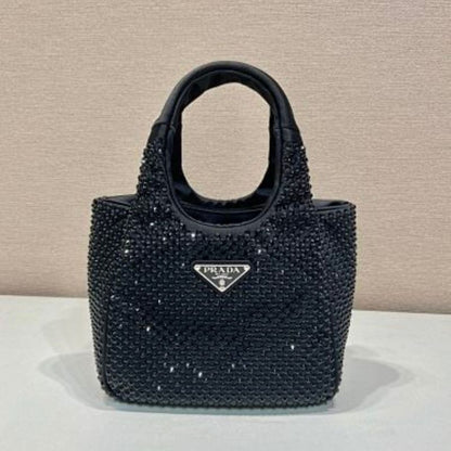 Prada Satin Mini-Bag with Synthetic Crystals in black