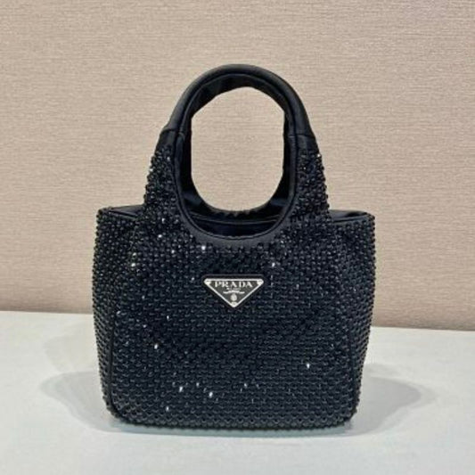 Prada Satin Mini-Bag with Synthetic Crystals in black