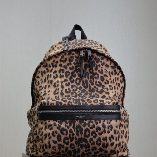 Saint Laurent City Leopard Print Backpack