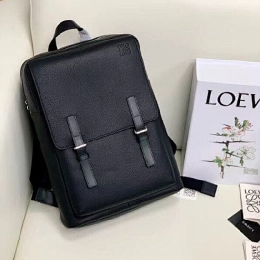 Loewe Military backpack in soft grained calfskin black.