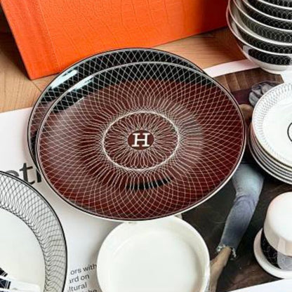 Hermès-inspired 28-piece Bone China Tableware Set,