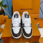 Louis Vuitton LV Trainer Sneaker in the "Mocha Brown" colorway.