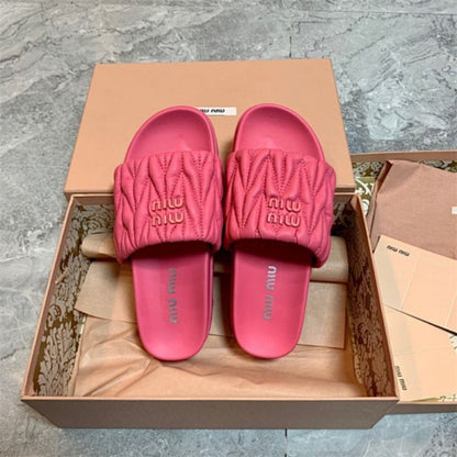 Miu Miu Matelassé Nappa Leather Slides