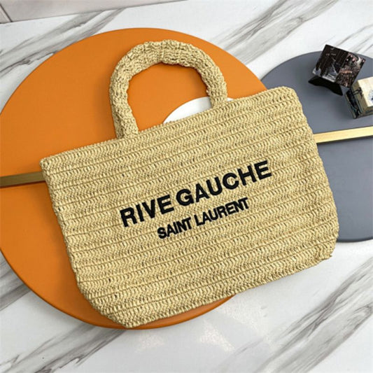 Saint Laurent Rive Gauche Tote Bag in Crochet Raffia