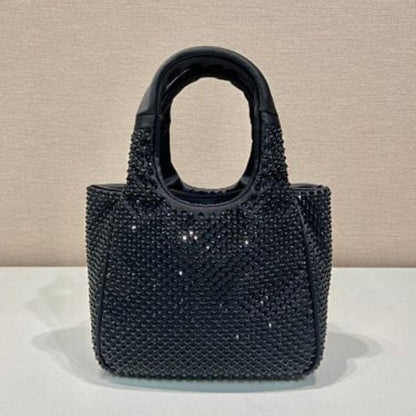 Prada Satin Mini-Bag with Synthetic Crystals in black