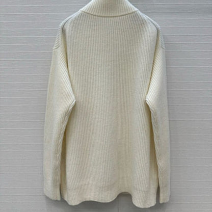 Hermès zip-up knit jacket/cardigan "H" logo on the patch pockets