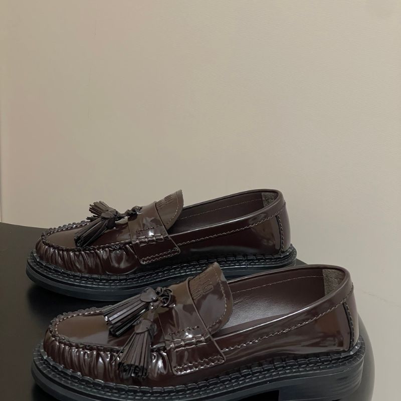 Miu Miu Polished Leather Tassel Loafers,