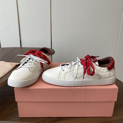 Miu Miu Leather Sneakers in white and crimson