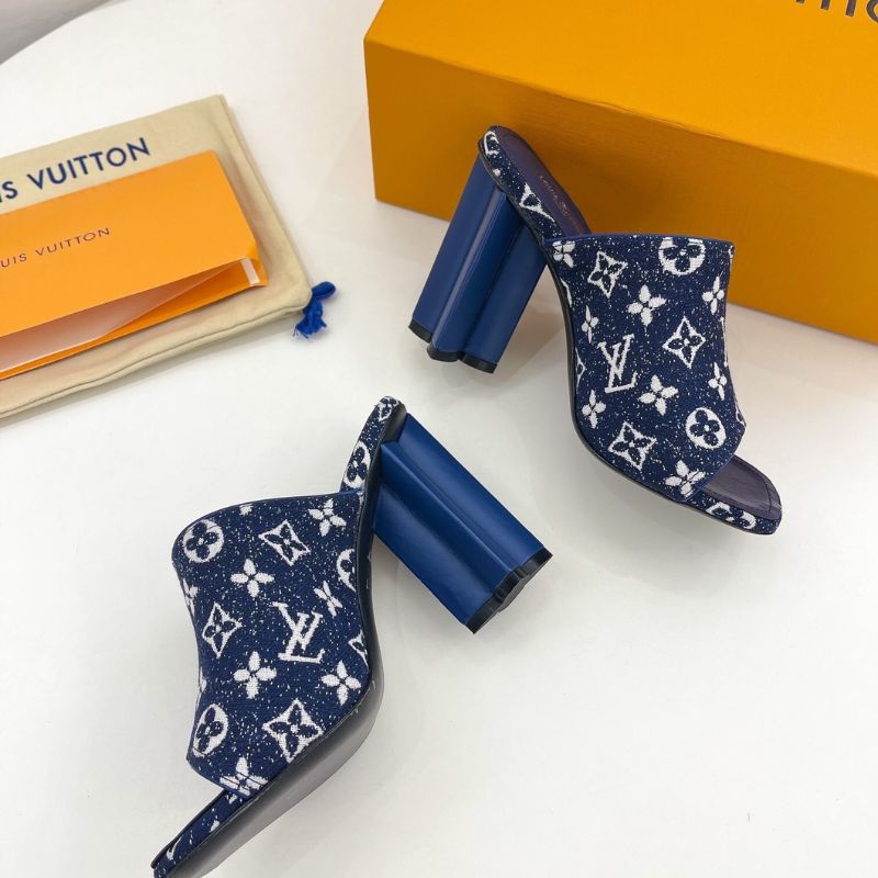 Louis Vuitton Silhouette Mules in blue Monogram denim